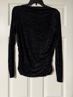 Black Velvet Burnout Long Sleeve Top
